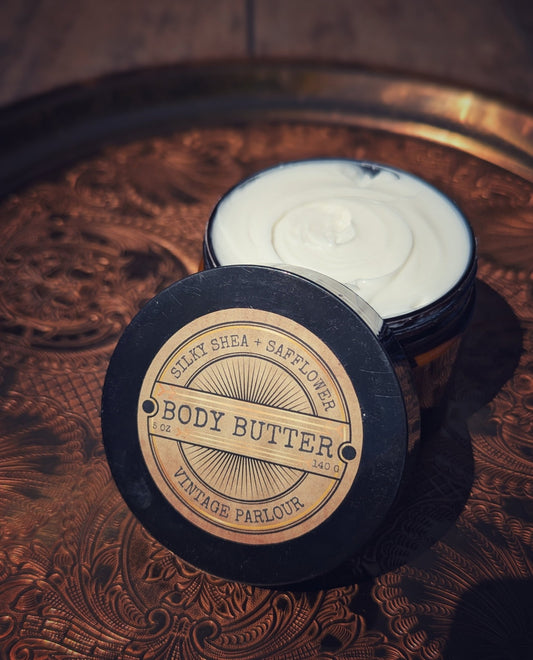 •	vintage body butter jar 
•	shea butter skincare cream 
•	handmade moisturizing body butter 
•	aesthetic self care skincare 
•	natural vintage skincare product