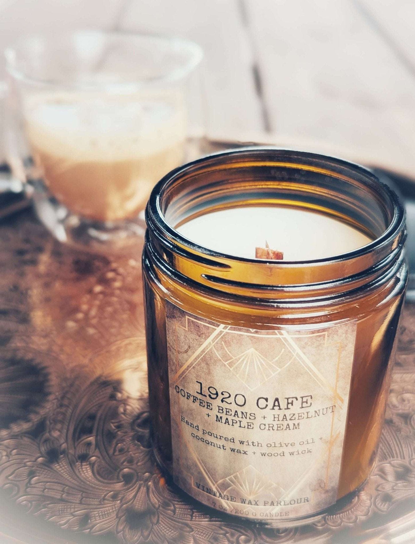 Vintage - Inspired Wooden Wick Candle - Vintage Wax Parlour