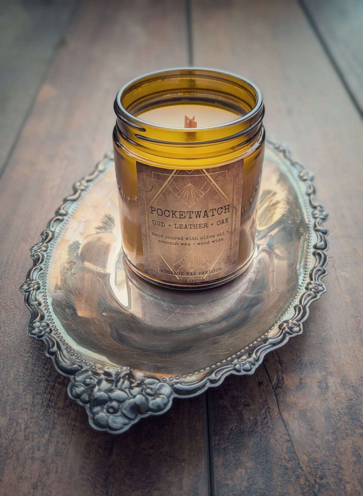 Vintage - Inspired Wooden Wick Candle - Vintage Wax Parlour