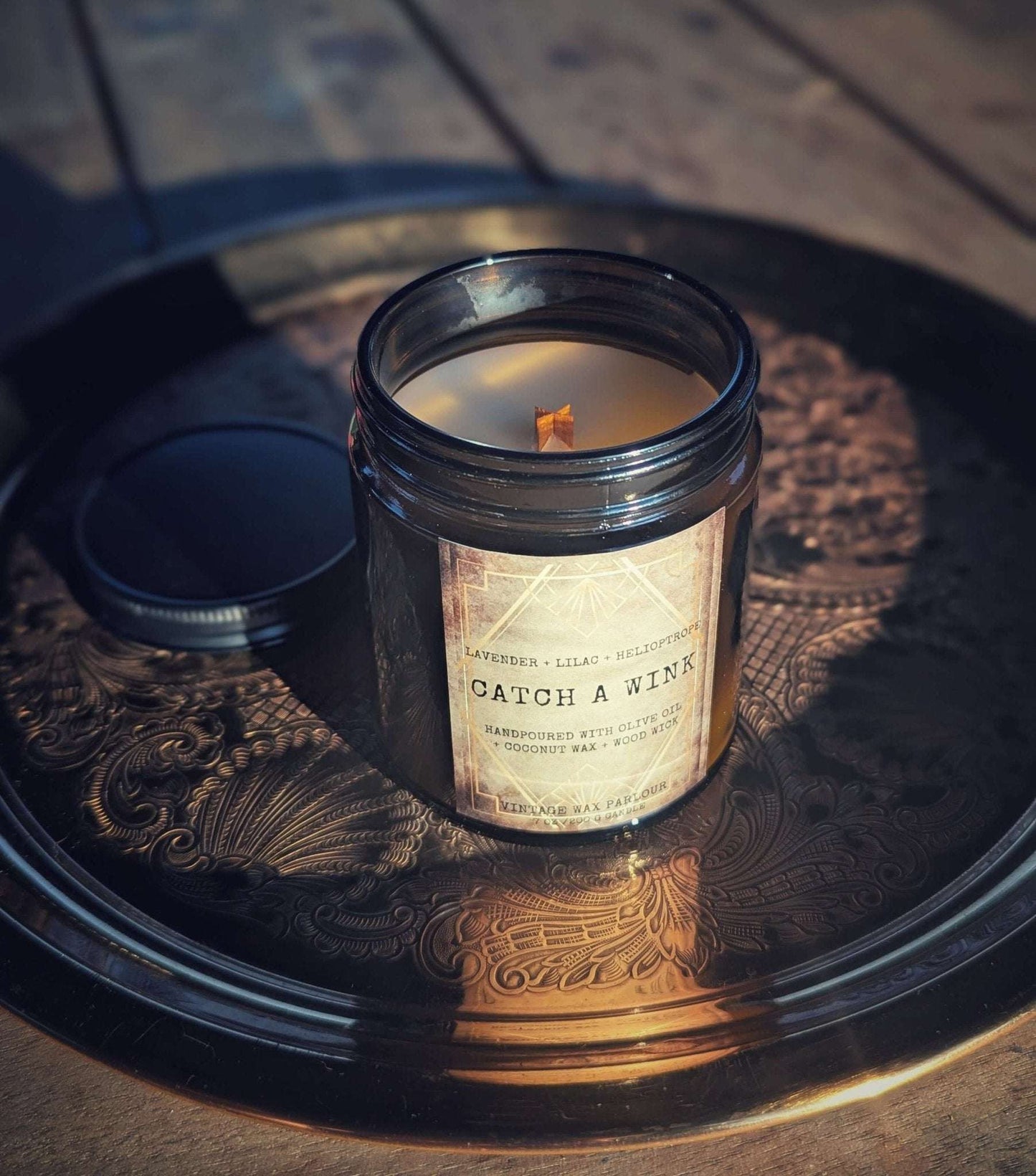Vintage - Inspired Wooden Wick Candle - Vintage Wax Parlour