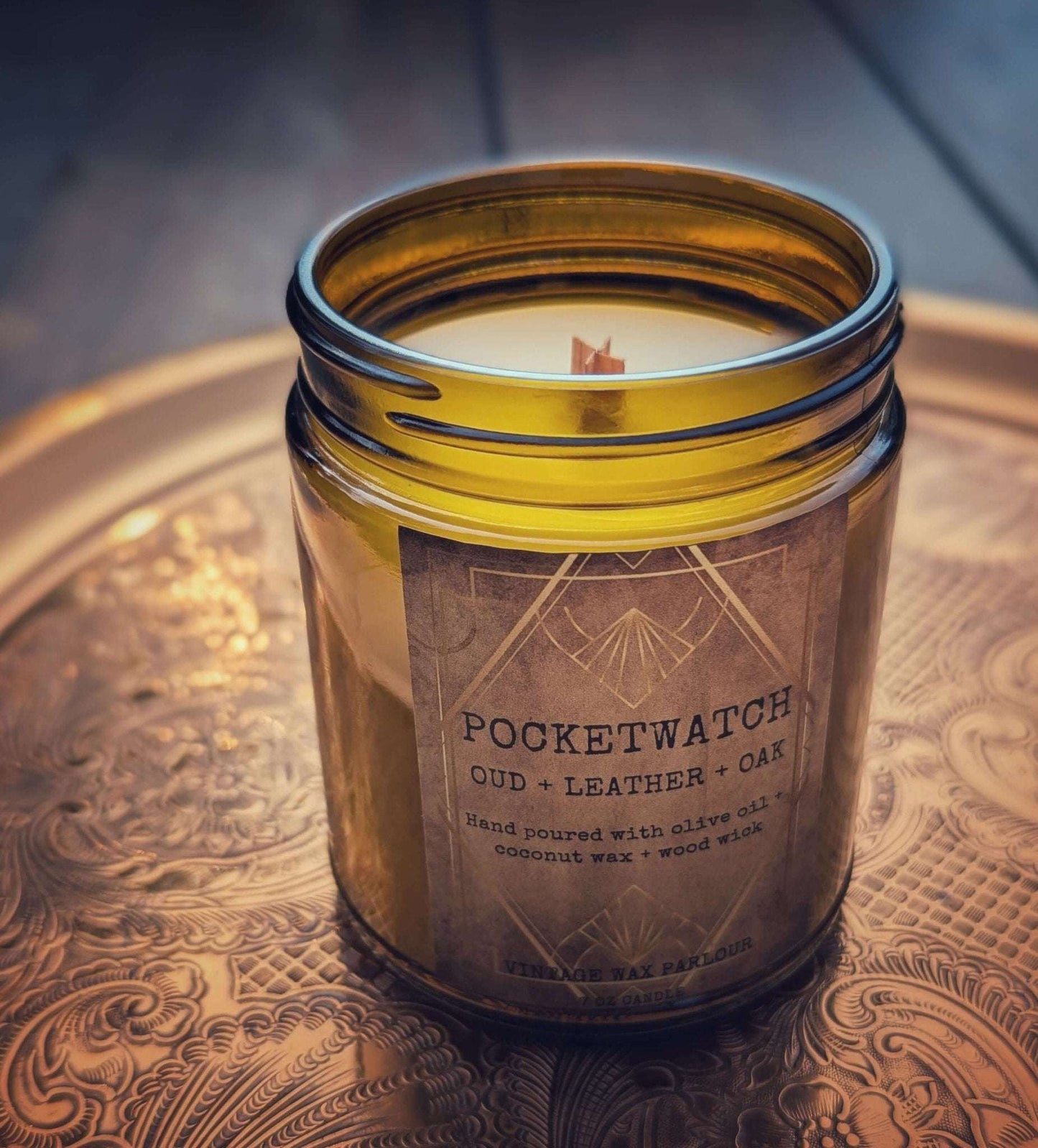 Vintage - Inspired Wooden Wick Candle - Vintage Wax Parlour