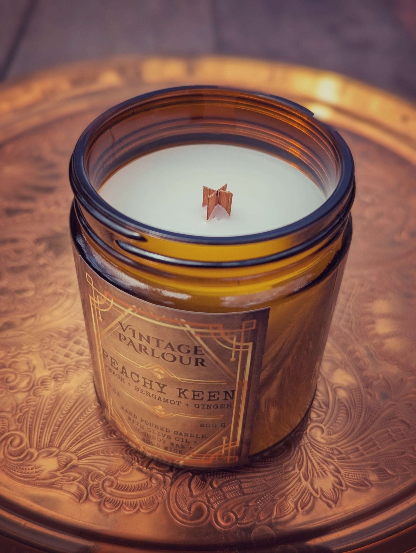 Vintage Wooden Wick Candle – Art Deco 1920s Inspired Scented Candle Gift - Vintage Parlour