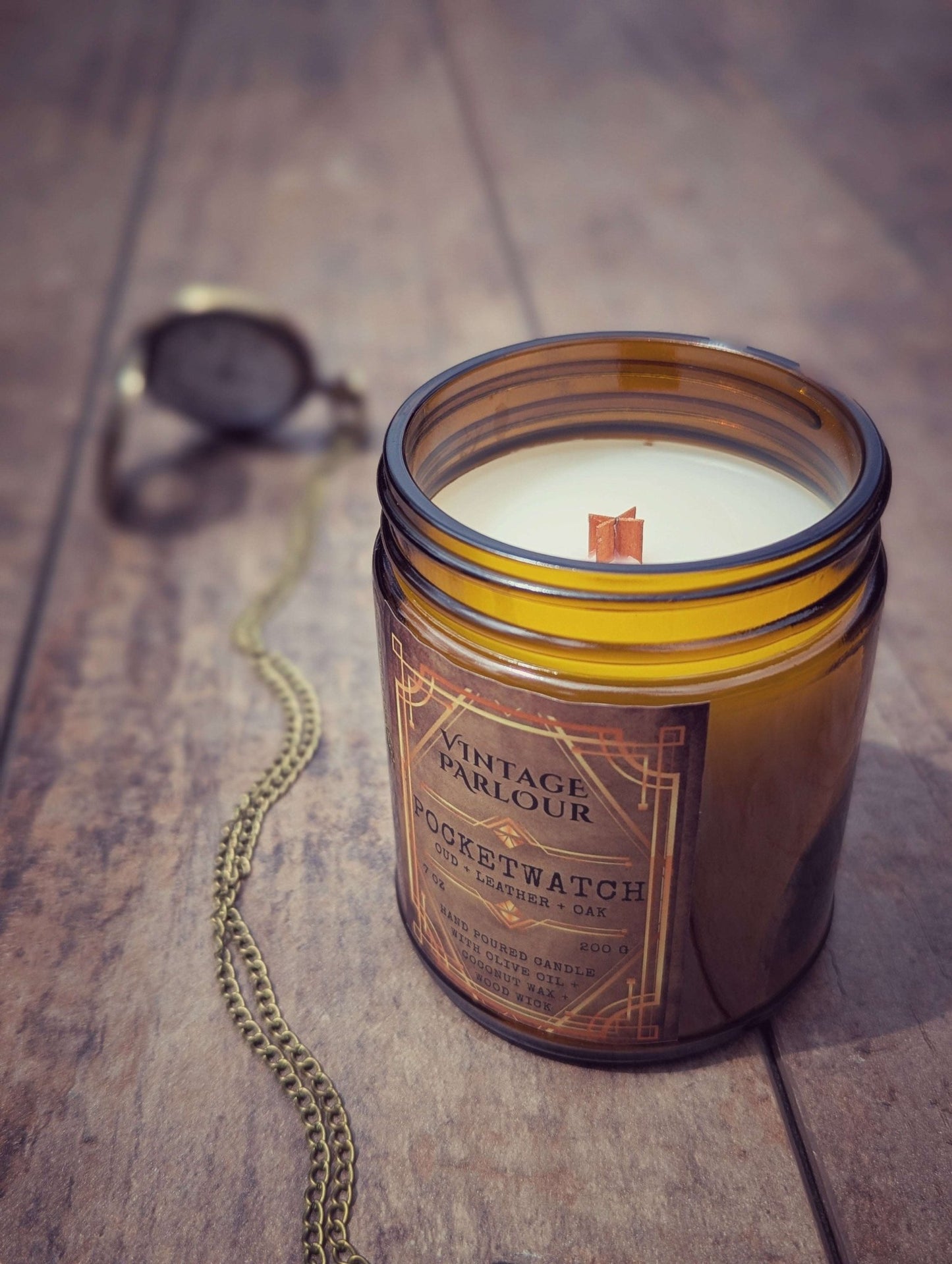 Vintage Wooden Wick Candle – Art Deco 1920s Inspired Scented Candle Gift - Vintage Parlour